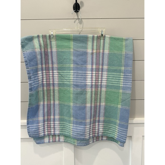 The Unbranded Brand Other - Vtg Sturdy Woven Cotton Tablecloth Pastel Colors Plaid Pattern‎ 46" X 46" Square